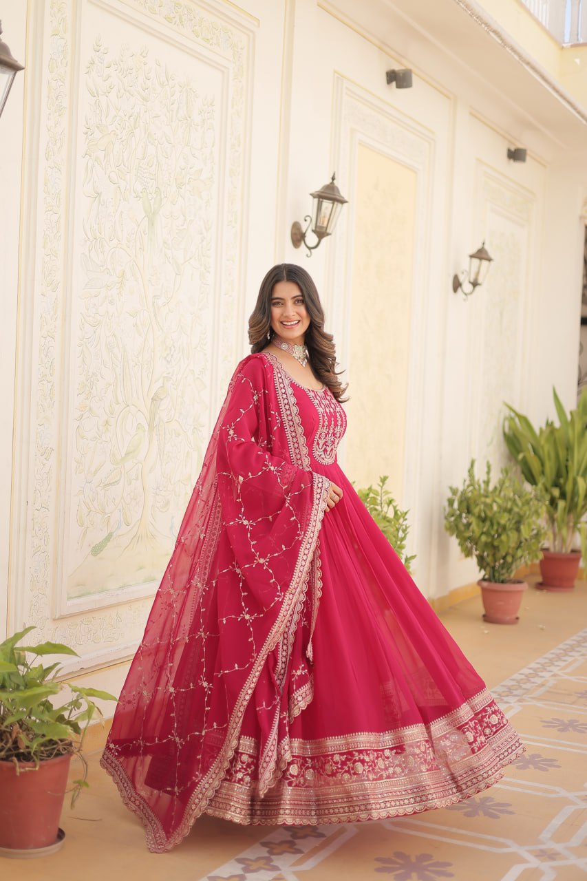 Premium Embroidered Gown with Dupatta | Traditional Outfit