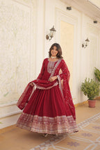 Premium Embroidered Gown with Dupatta | Traditional Outfit