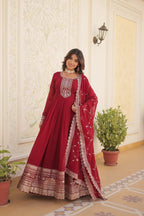Premium Embroidered Gown with Dupatta | Traditional Outfit