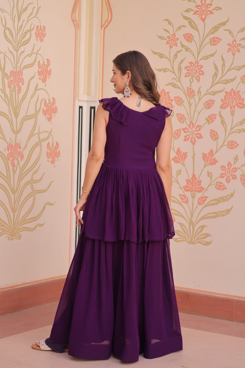 Premium Designer Peplum Style Embroidered Gown