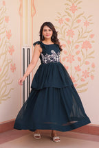 Premium Designer Peplum Style Embroidered Gown