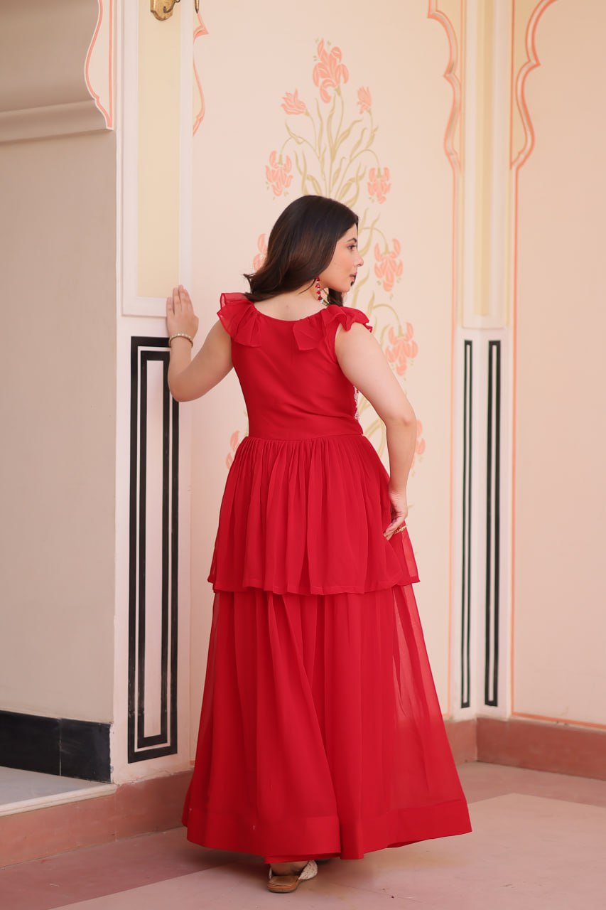 Premium Designer Peplum Style Embroidered Gown