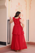 Premium Designer Peplum Style Embroidered Gown