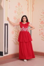 Premium Designer Peplum Style Embroidered Gown