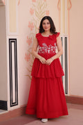 Premium Designer Peplum Style Embroidered Gown