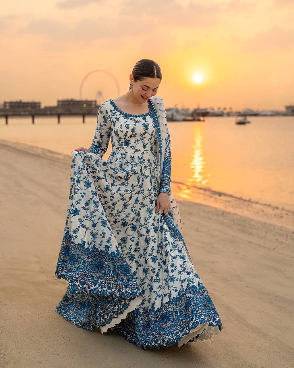 Premium Embroidered Faux Georgette Anarkali Suit Set with Dupatta