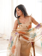 Cream Organza Sequence Western Dress