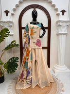 Raksha Bandhan Special Cream Organza Sequence Western Dress