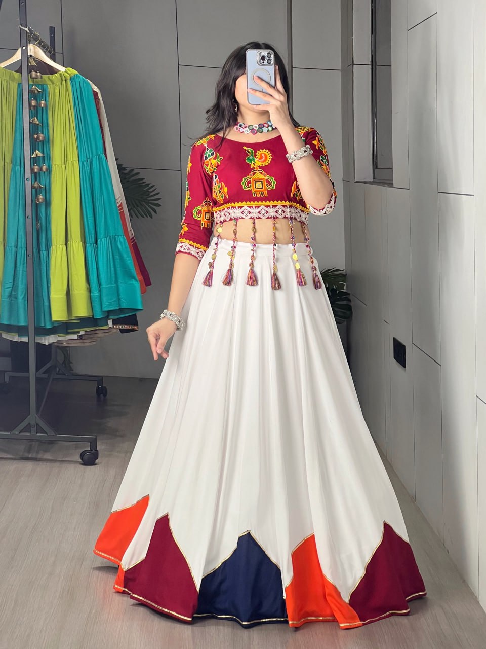 White Navratri Lehenga Choli Set