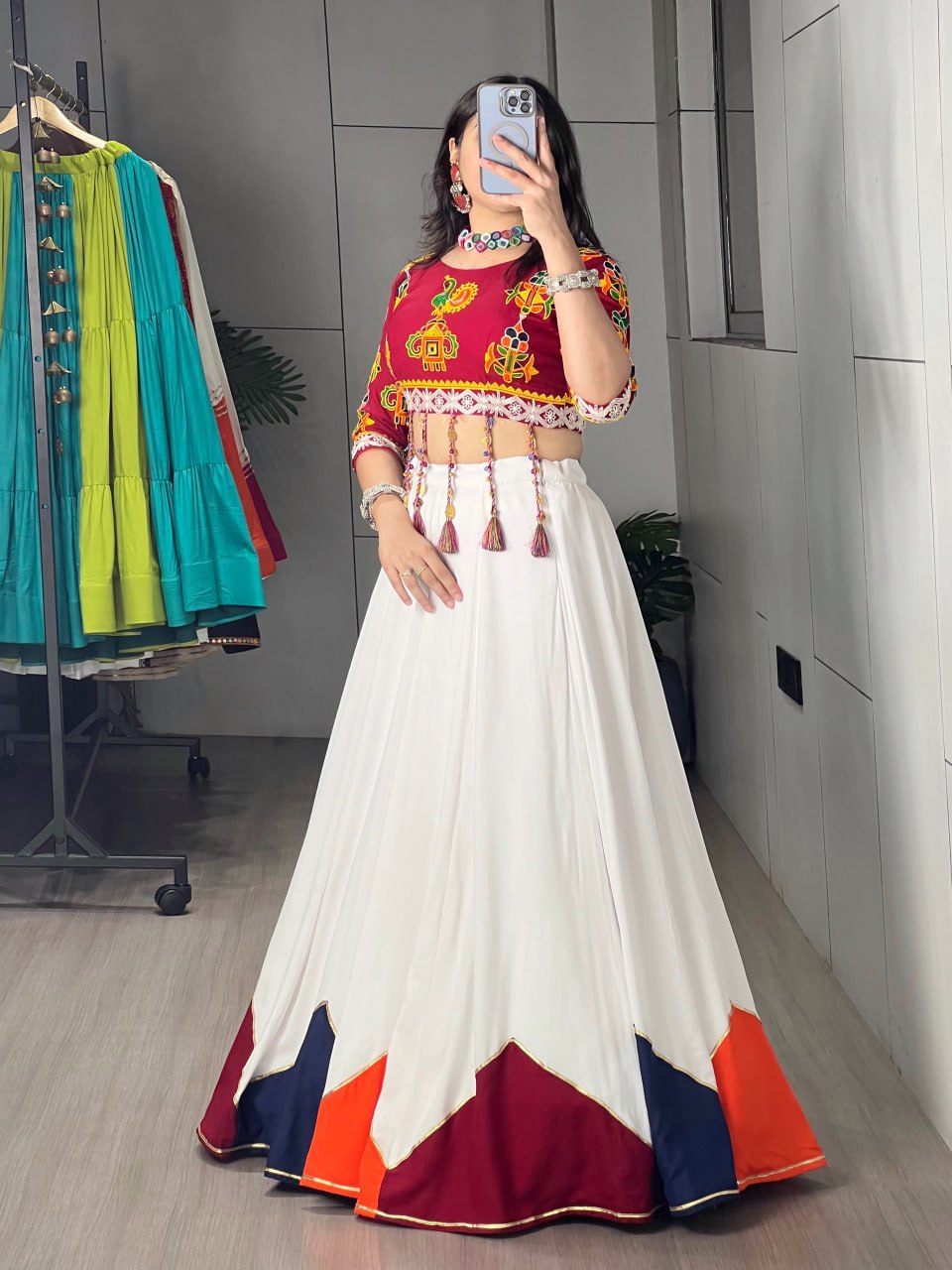 White Navratri Lehenga Choli Set