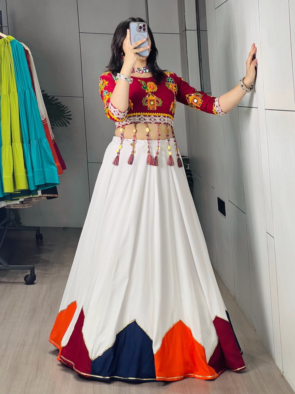 White Navratri Lehenga Choli Set