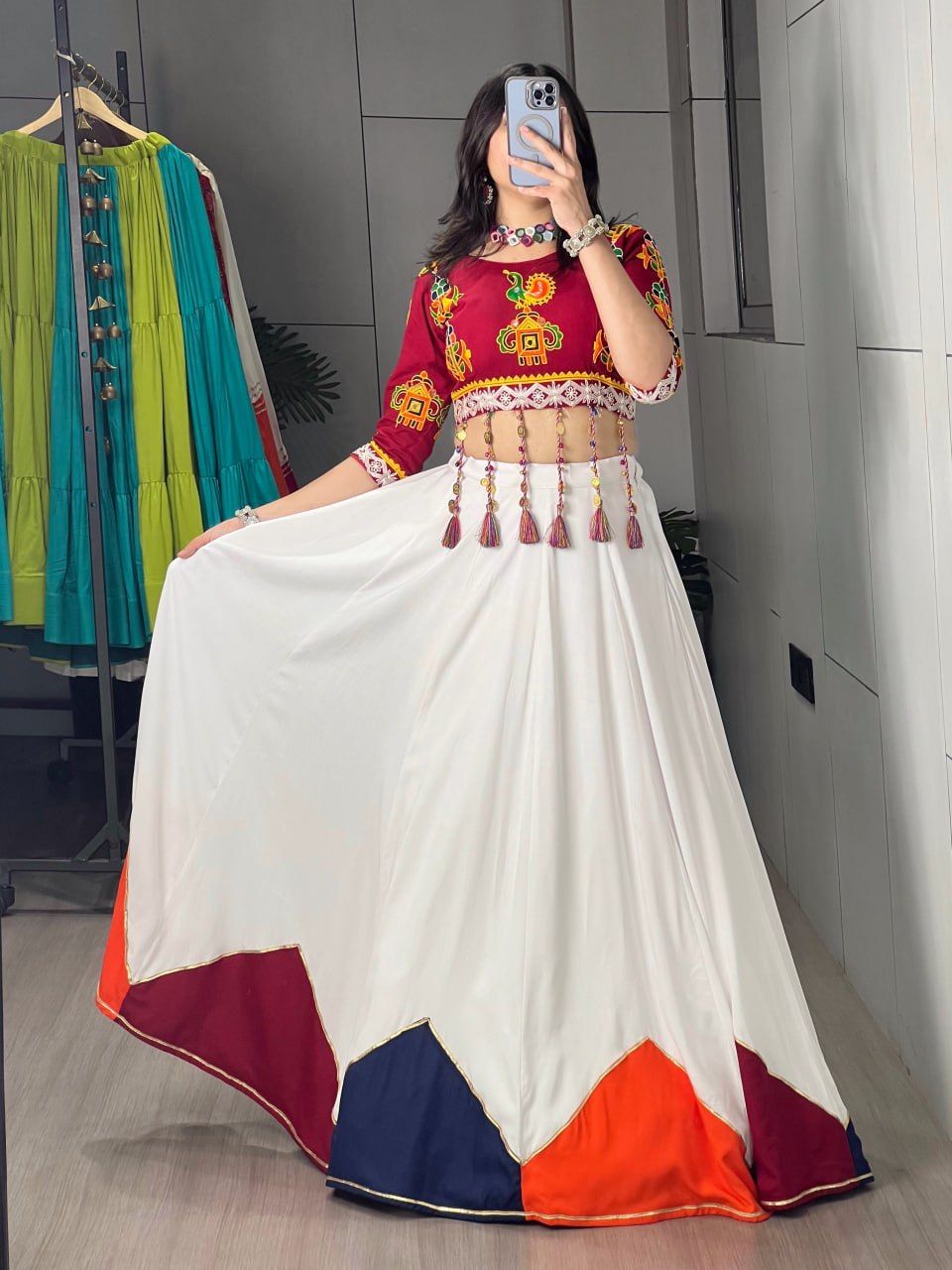 White Navratri Lehenga Choli Set