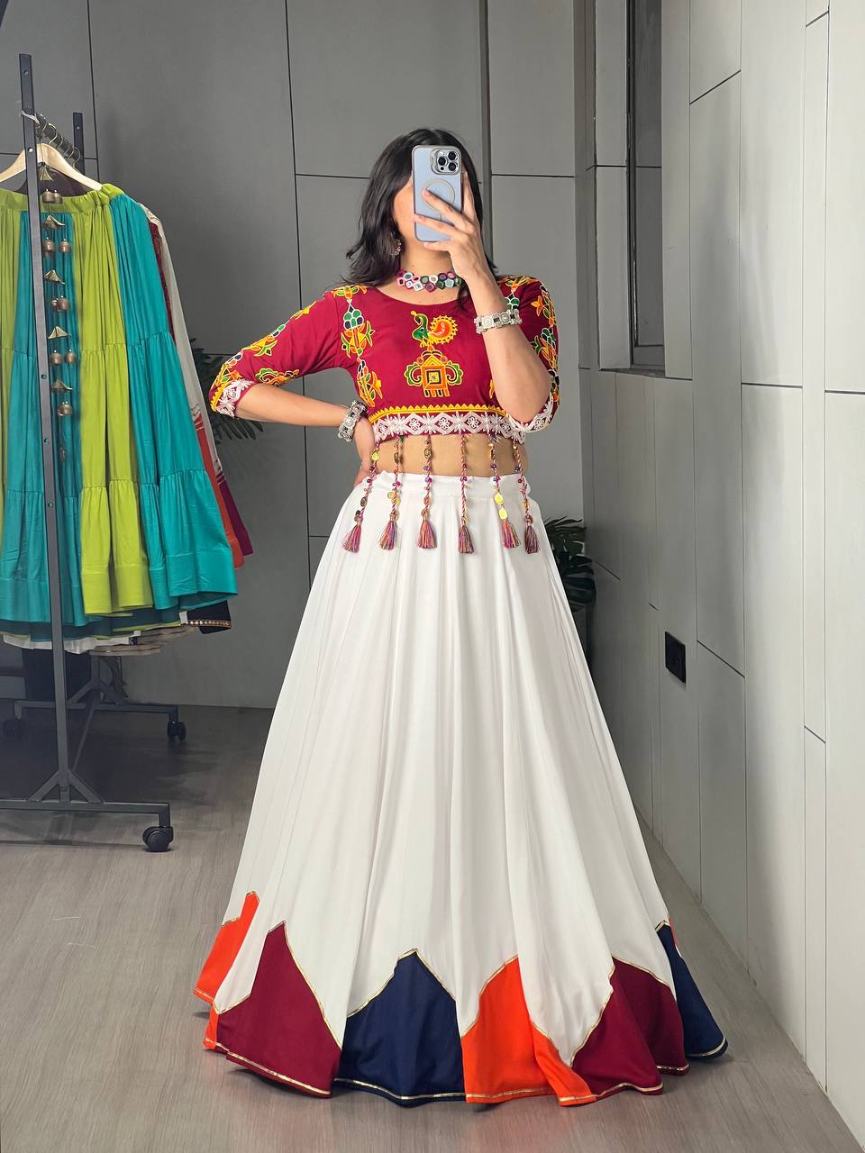 White Navratri Lehenga Choli Set