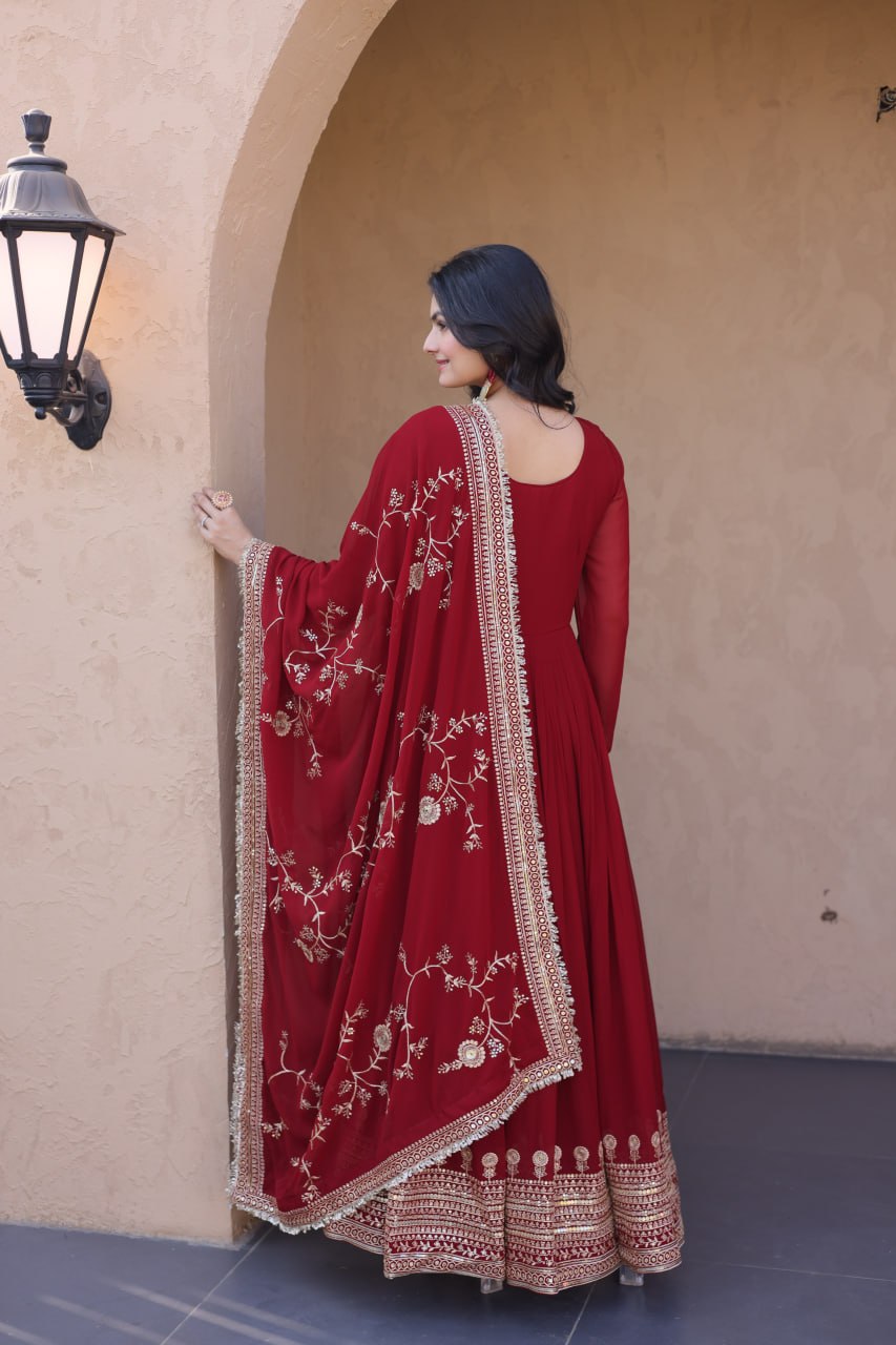 Maroon Wedding Wear Dress