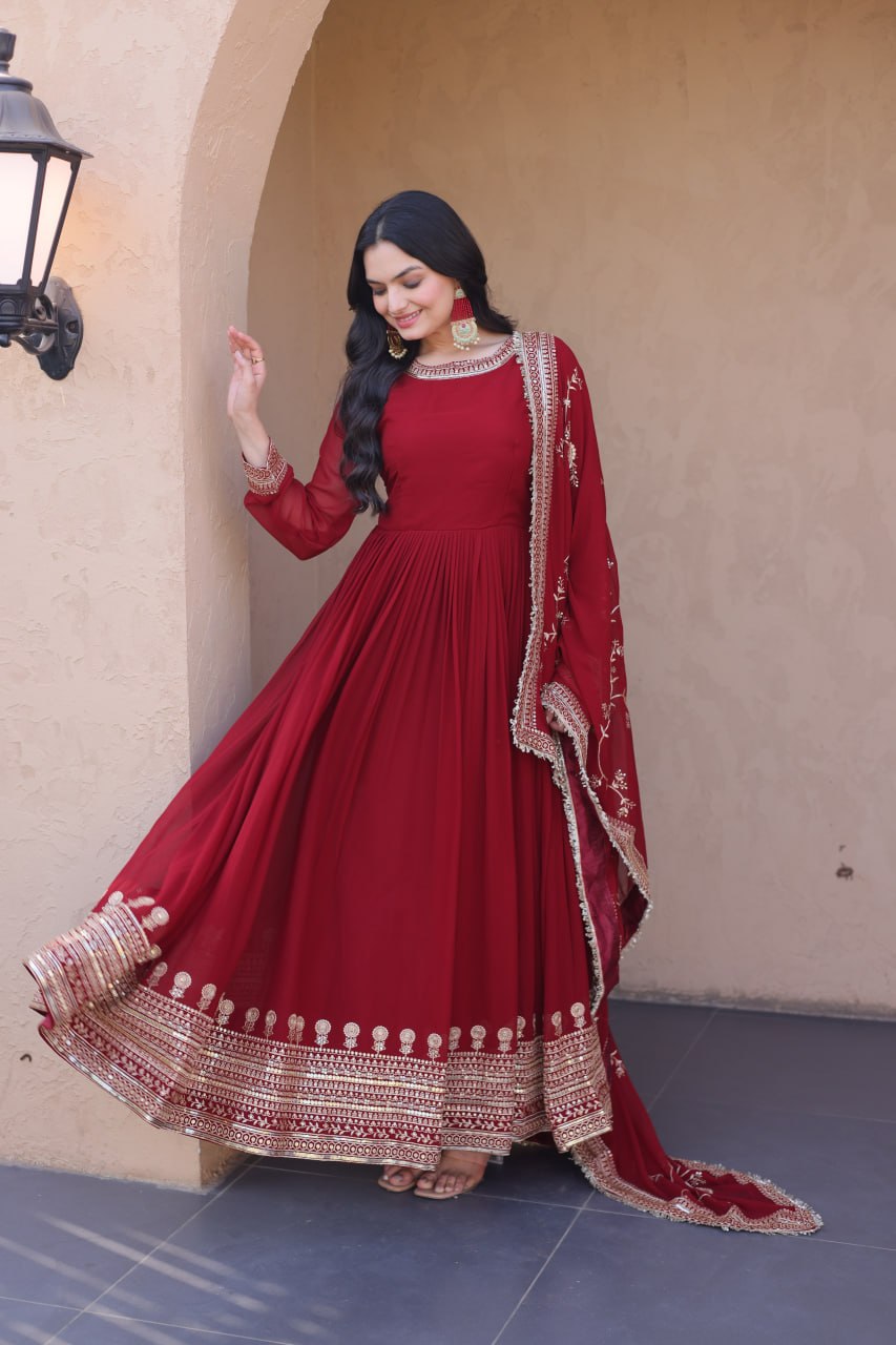 Maroon Wedding Wear Dress