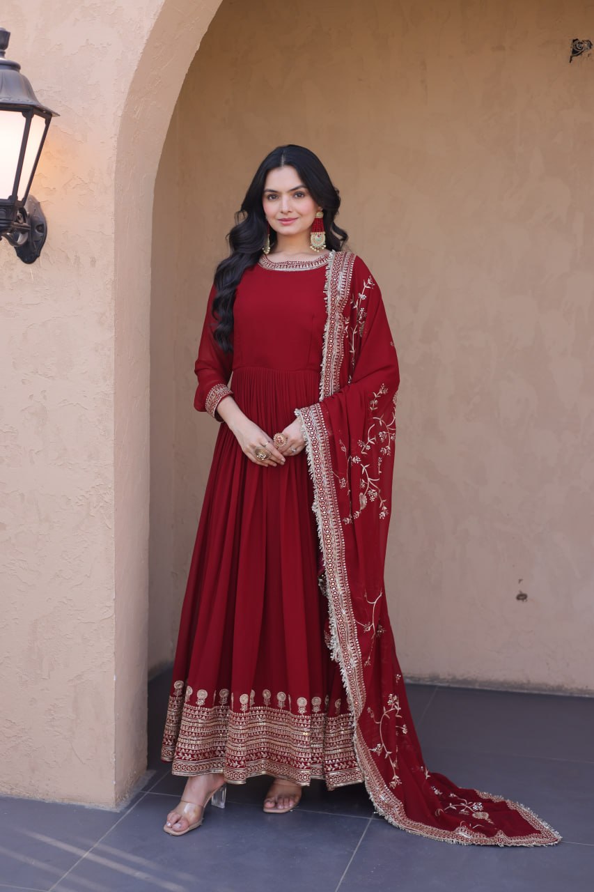 Maroon Wedding Wear Dress