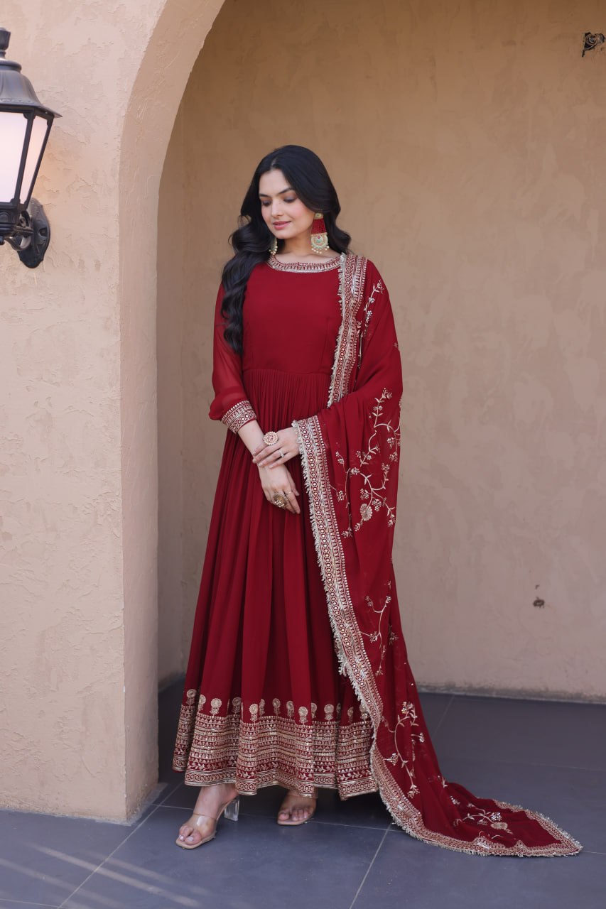 Maroon Wedding Wear Dress