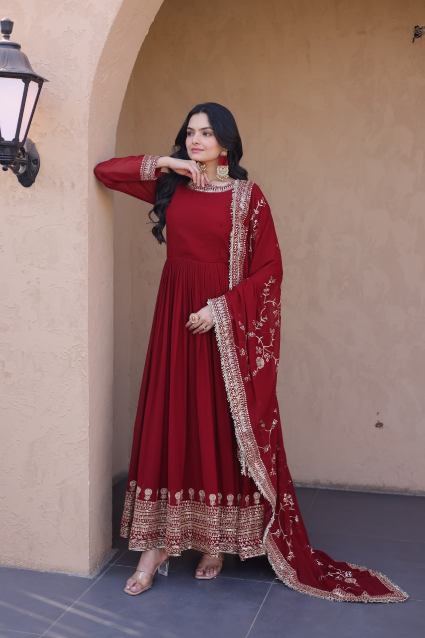 Maroon Wedding Wear Dress
