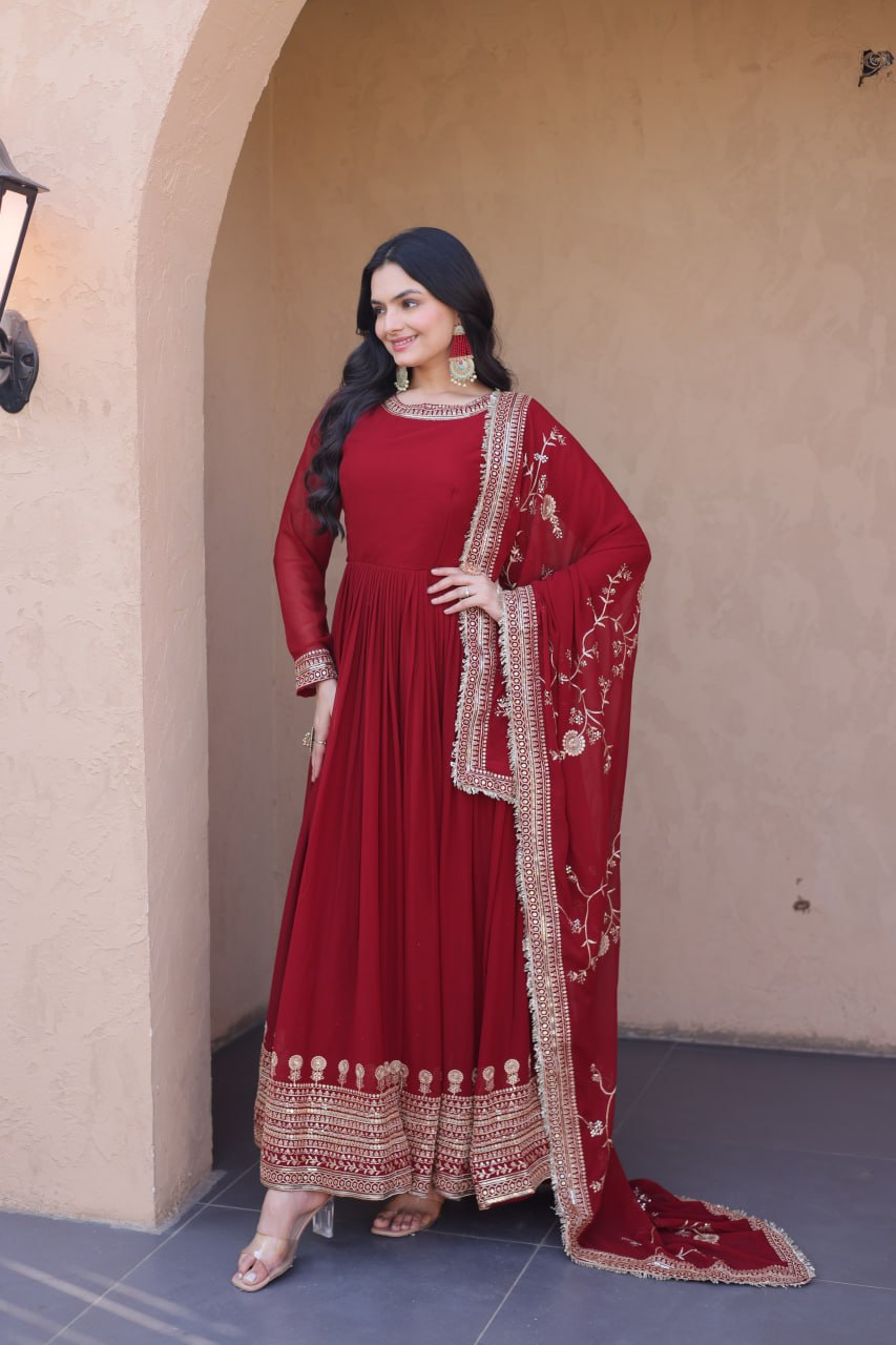 Maroon Wedding Wear Dress