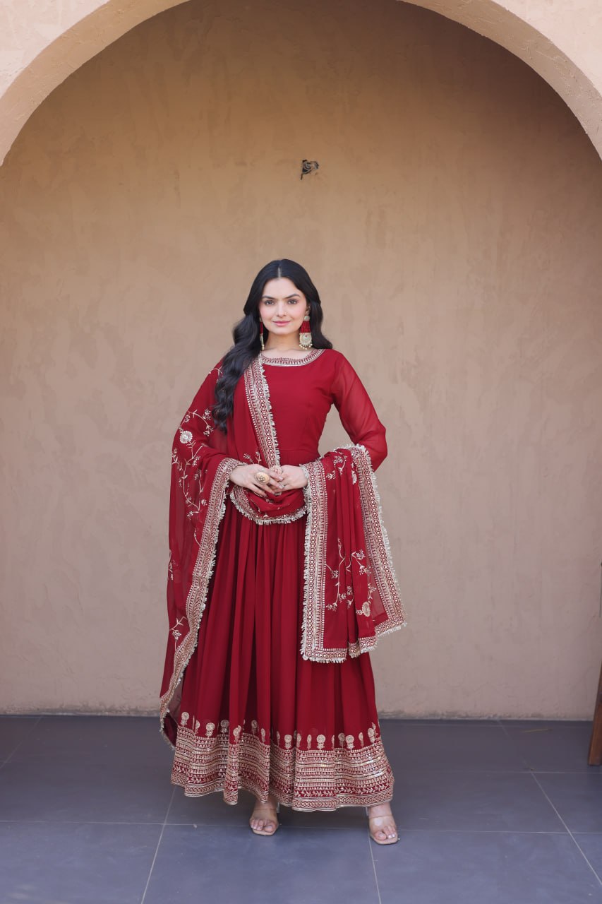 Maroon Wedding Wear Dress