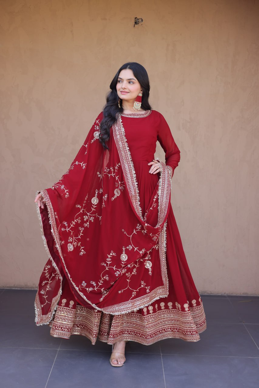 Maroon Wedding Wear Dress