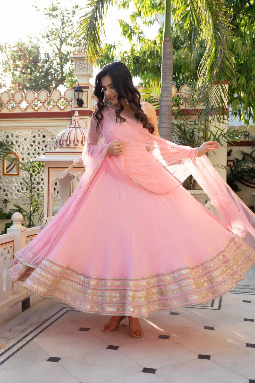 Women's Wedding Functions Wear Anarkali Suit Set with Dupatta 