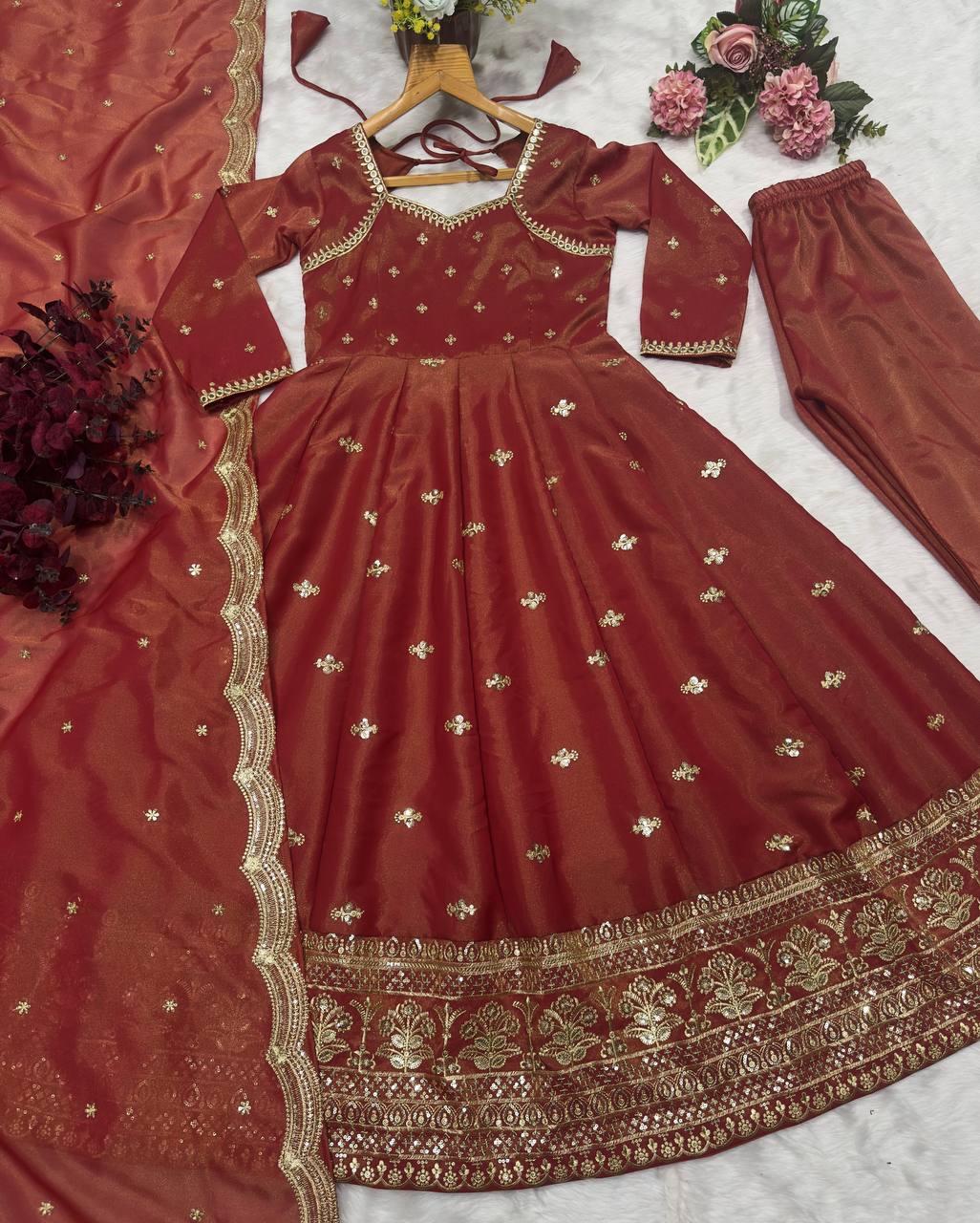 Designer Cosmo Embroidered Kali-Cut Anarkali Suit Set with Dupatta