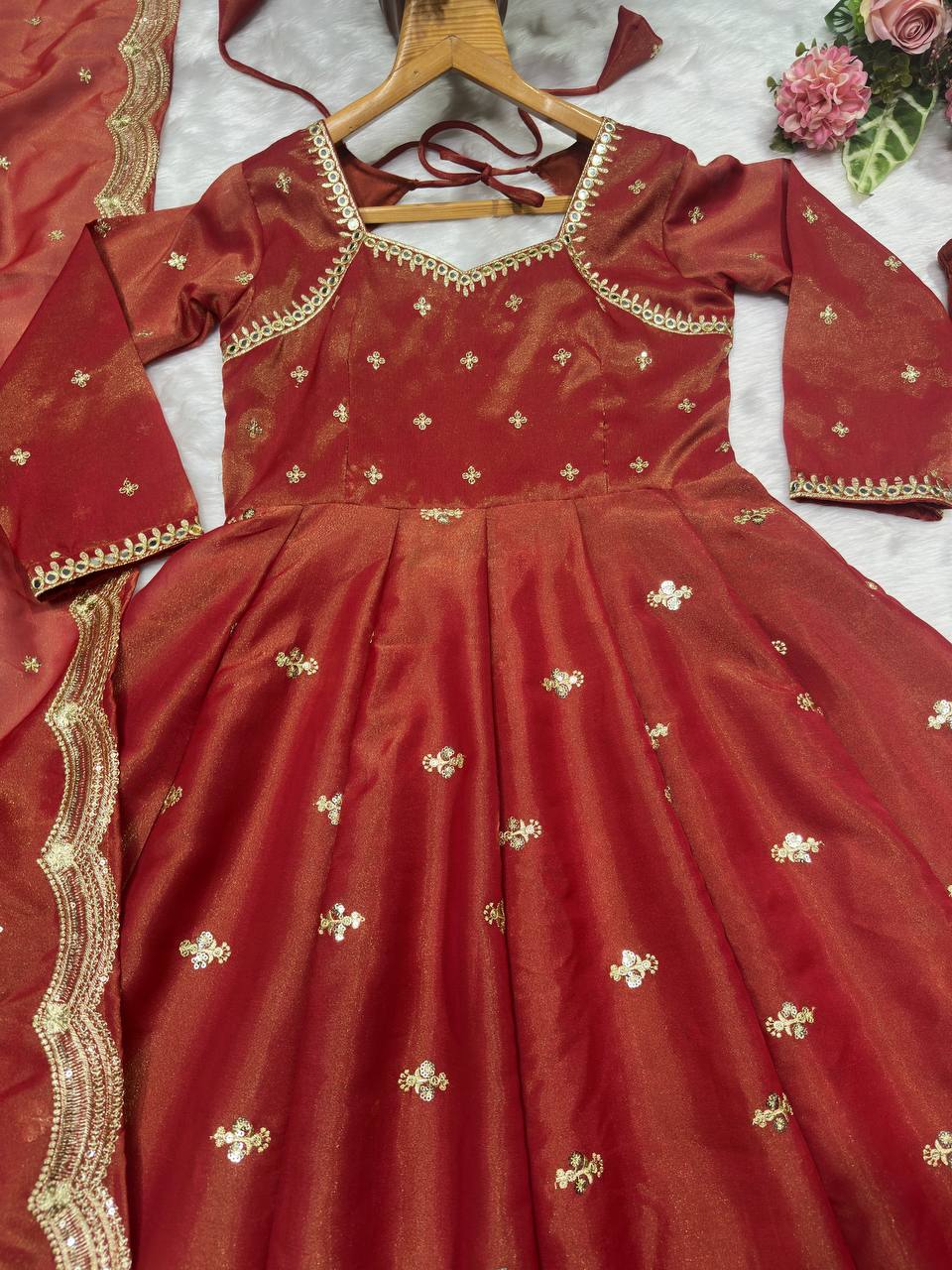 Designer Cosmo Embroidered Kali-Cut Anarkali Suit Set with Dupatta