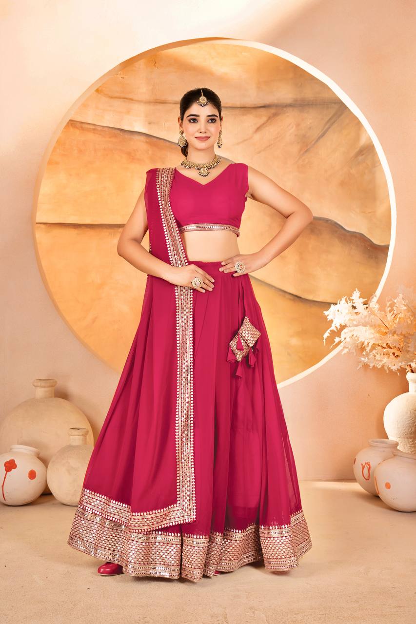 Designer Sequins Embroidered Lehenga Choli with Dupatta