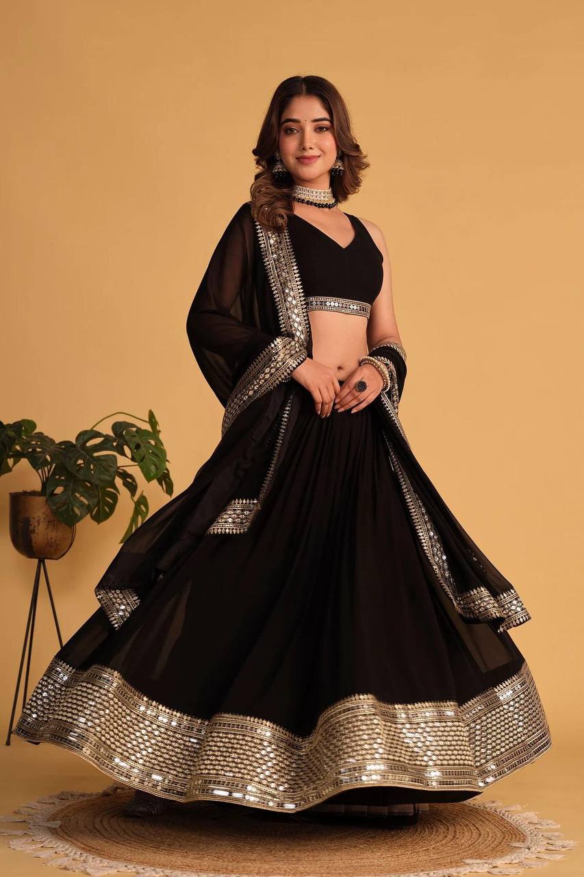 Designer Sequins Embroidered Lehenga Choli with Dupatta