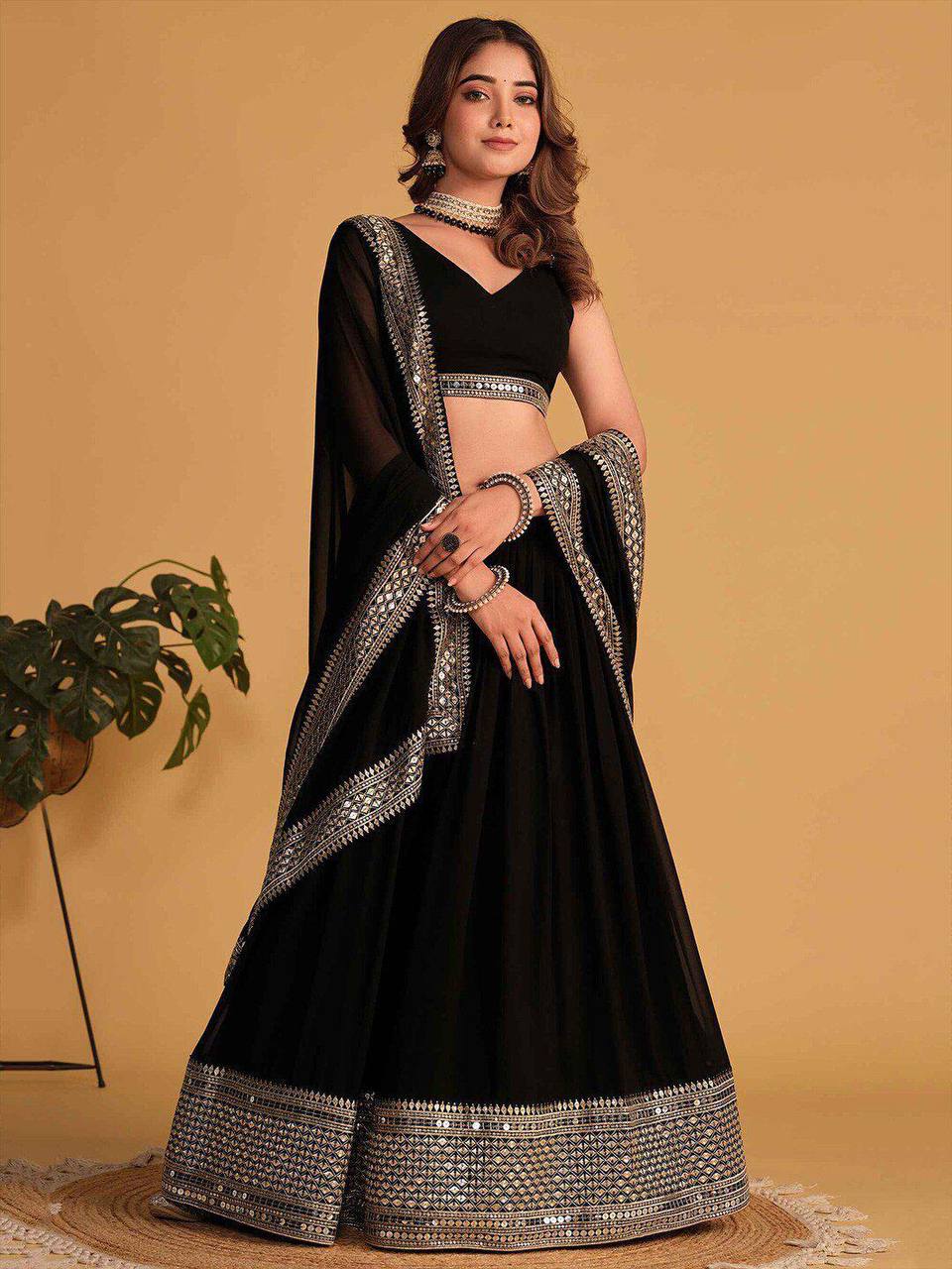 Designer Sequins Embroidered Lehenga Choli with Dupatta