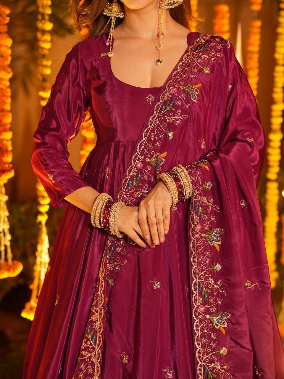 Premium Designer Anarkali Set with Plazo & Dupatta