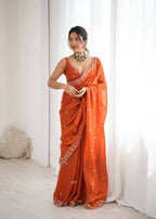 Premium Fendy Silk Thread & Sequin Embroidered Saree