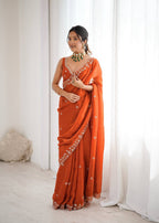 Premium Fendy Silk Thread & Sequin Embroidered Saree
