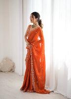 Premium Fendy Silk Thread & Sequin Embroidered Saree