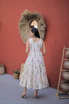 Premium Printed Cotton Flared Sleeveless Kurti