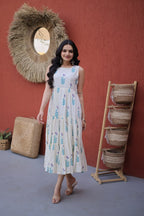 Premium Printed Cotton Flared Sleeveless Kurti