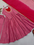 Raksha Bandhan Special Embroidered Anarkali Suit Set with Real Mirror Work