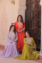 Premium Star Georgette Embroidered Gown with Dupatta Set