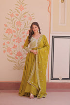 Premium Star Georgette Embroidered Gown with Dupatta Set