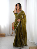 Premium Thread & Sequins Embroidered JMC Silk Saree