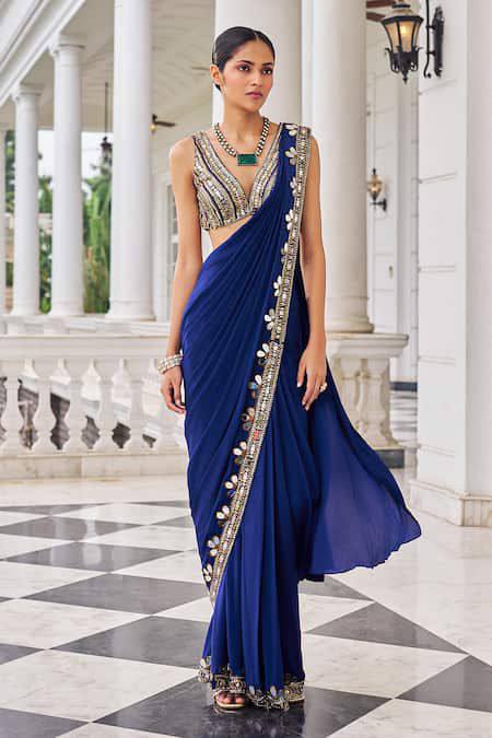 Royal Blue Ready to Wear Party Saree