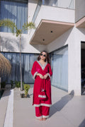 Premium Velvet Embroidered Top Pant Set with Batwa | Eid Wear Outfit