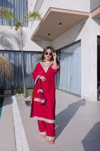 Premium Velvet Embroidered Top Pant Set with Batwa | Eid Wear Outfit