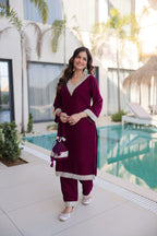 Premium Velvet Embroidered Top Pant Set with Batwa | Eid Wear Outfit