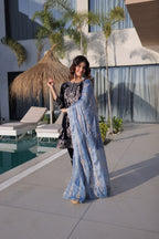 Premium Velvet Zari Embroidered Top Pant Dupatta Set