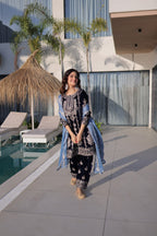 Premium Velvet Zari Embroidered Top Pant Dupatta Set