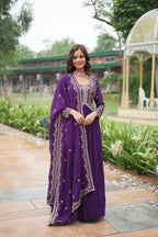 Premium Faux Blooming Embroidered Gown With Dupatta