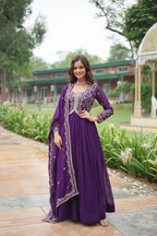 Premium Faux Blooming Embroidered Gown With Dupatta
