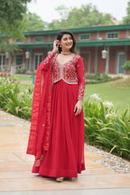 Premium Faux Blooming Embroidered Gown With Dupatta